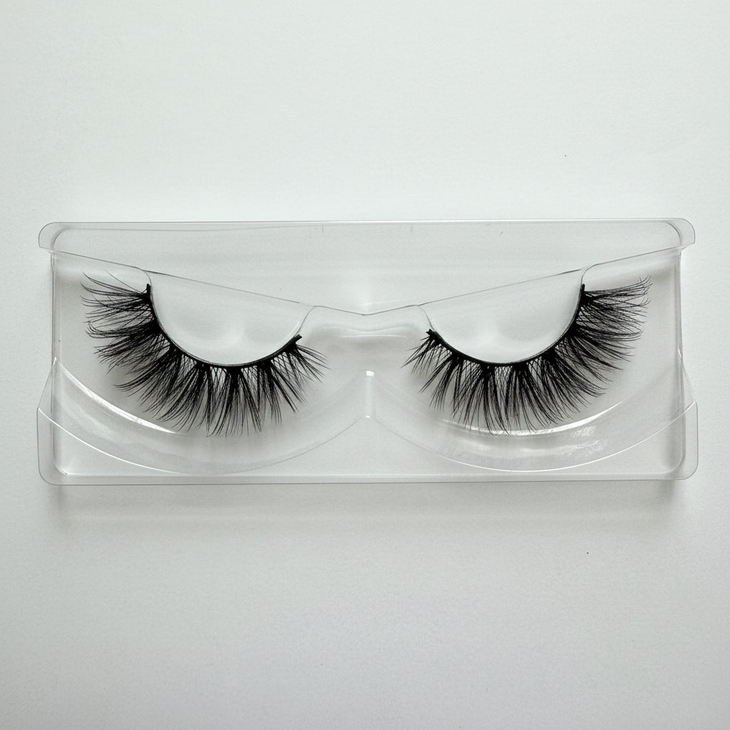 Pair of Dramatic Wispy Cat Eye False Eyelashes 25mm Strip Lashes Hostile Takeover by Labo Glam