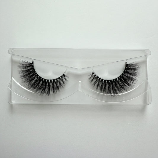 Pair of Open Eye Doll Eye Wispy Invisible Band False Eyelashes 25mm Strip Lashes Attention Seeker by Labo Glam