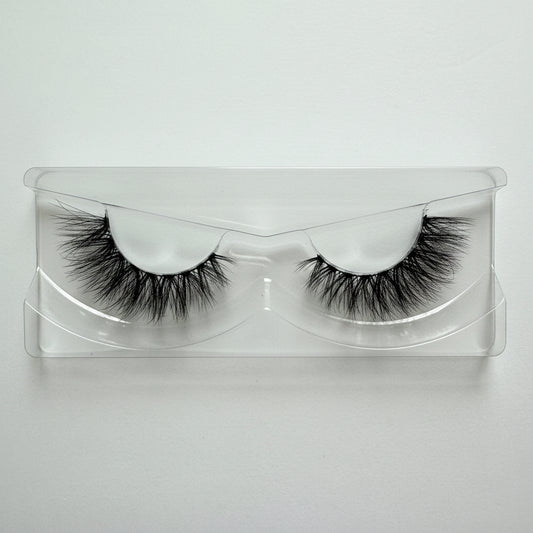 Pair of Fluffy Cat Eye Invisible Band False Eyelashes 25mm Strip Lashes Public Warning by Labo Glam